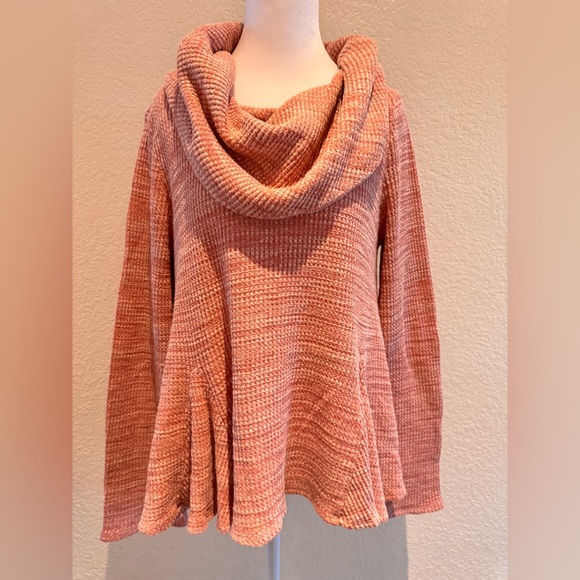 Anthropologie Sweaters - Anthropologie Postmark Maurisa Peplum Waffle Knit Top – Sz S – Heather Pink